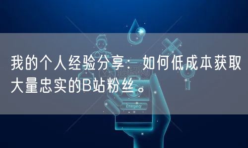 我的个人经验分享：如何低成本获取大量忠实的B站粉丝。