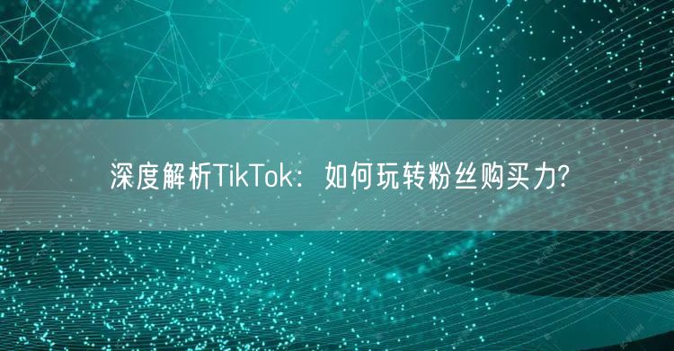 深度解析TikTok：如何玩转粉丝购买力?