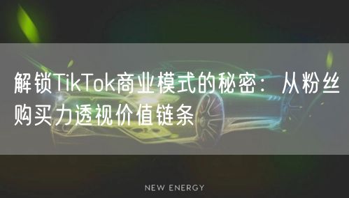 解锁TikTok商业模式的秘密：从粉丝购买力透视价值链条