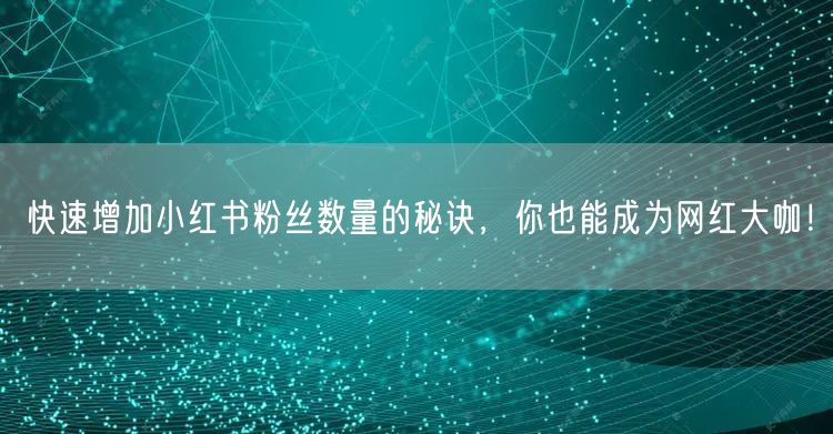 快速增加小红书粉丝数量的秘诀，你也能成为网红大咖！
