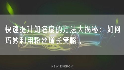 快速提升知名度的方法大揭秘：如何巧妙利用粉丝增长策略。