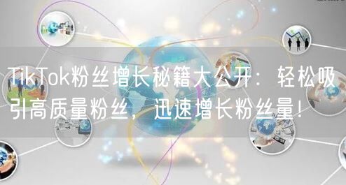 TikTok粉丝增长秘籍大公开：轻松吸引高质量粉丝，迅速增长粉丝量！