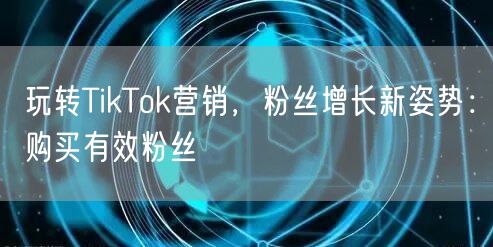 玩转TikTok营销，粉丝增长新姿势：购买有效粉丝