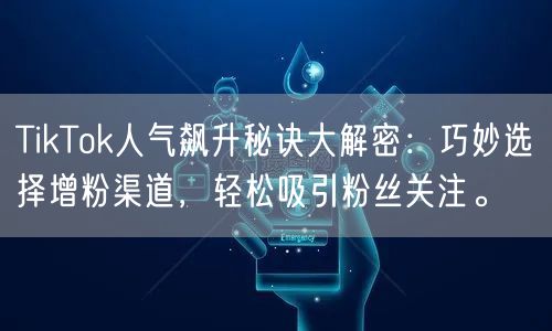 TikTok人气飙升秘诀大解密：巧妙选择增粉渠道，轻松吸引粉丝关注。