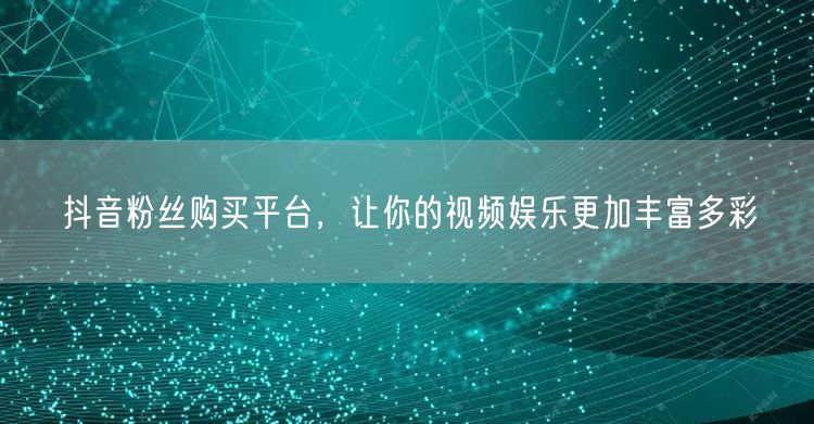 抖音粉丝购买平台，让你的视频娱乐更加丰富多彩