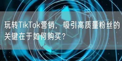 玩转TikTok营销，吸引高质量粉丝的关键在于如何购买？