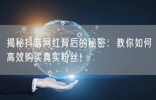 揭秘抖音网红背后的秘密：教你如何高效购买真实粉丝！