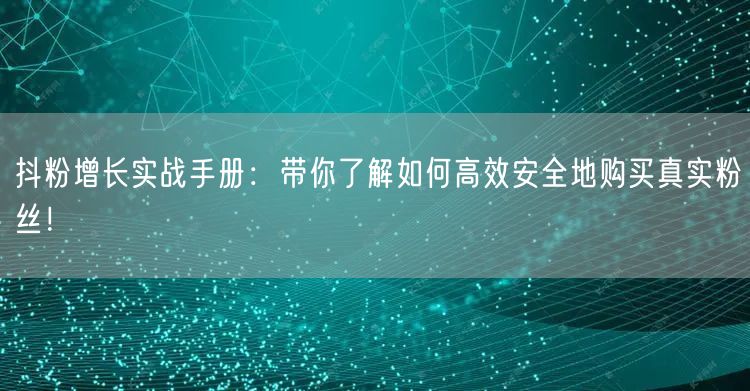 抖粉增长实战手册：带你了解如何高效安全地购买真实粉丝！