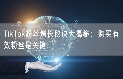 TikTok粉丝增长秘诀大揭秘：购买有效粉丝是关键！