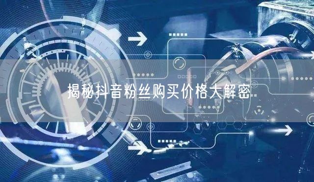 揭秘抖音粉丝购买价格大解密