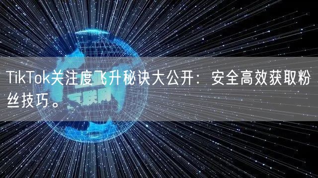 TikTok关注度飞升秘诀大公开：安全高效获取粉丝技巧。