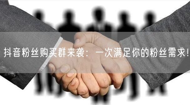 抖音粉丝购买群来袭：一次满足你的粉丝需求！
