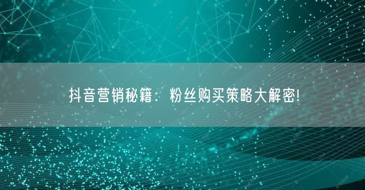 抖音营销秘籍：粉丝购买策略大解密!