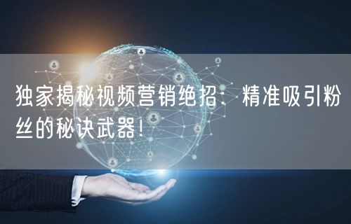 独家揭秘视频营销绝招：精准吸引粉丝的秘诀武器！