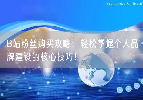 B站粉丝购买攻略：轻松掌握个人品牌建设的核心技巧！