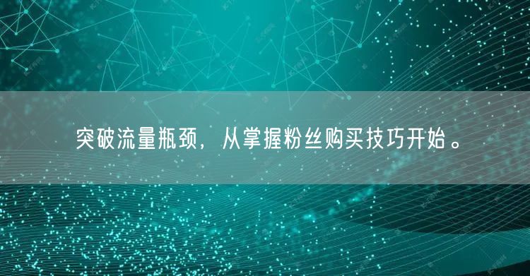 突破流量瓶颈，从掌握粉丝购买技巧开始。