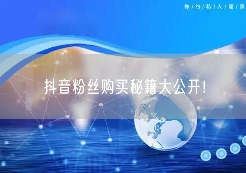 抖音粉丝购买秘籍大公开！