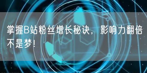 掌握B站粉丝增长秘诀，影响力翻倍不是梦！