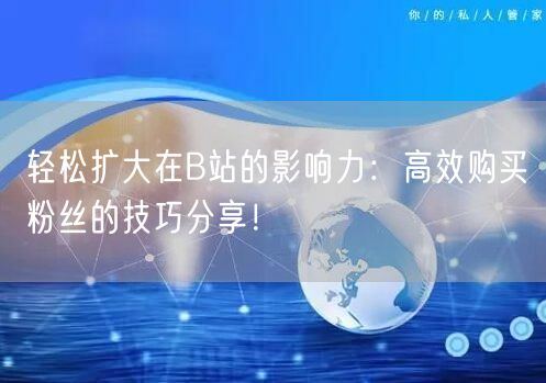 轻松扩大在B站的影响力：高效购买粉丝的技巧分享！