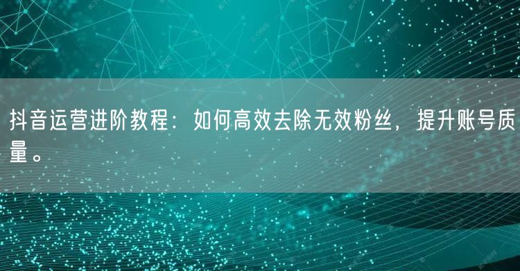 抖音运营进阶教程：如何高效去除无效粉丝，提升账号质量。