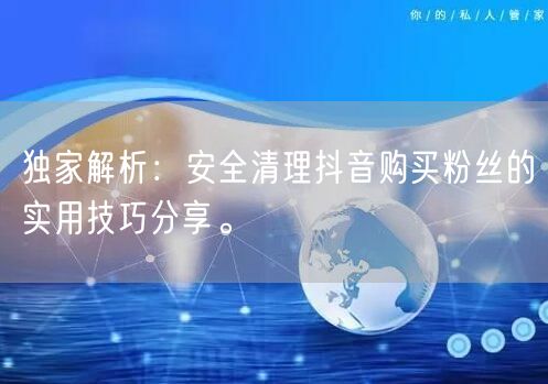 独家解析：安全清理抖音购买粉丝的实用技巧分享。