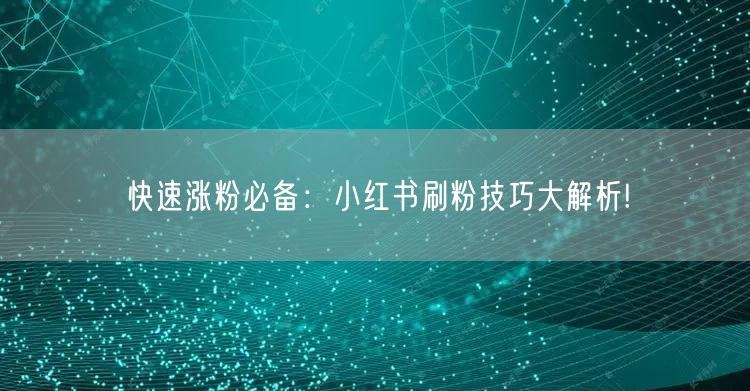 快速涨粉必备：小红书刷粉技巧大解析!