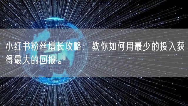 小红书粉丝增长攻略：教你如何用最少的投入获得最大的回报。