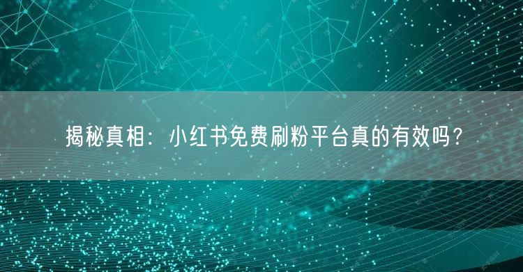 揭秘真相：小红书免费刷粉平台真的有效吗？