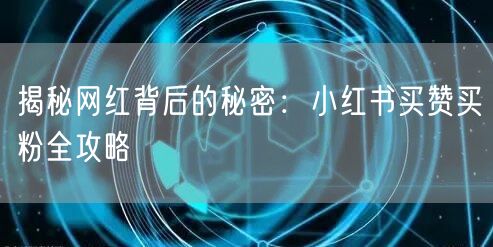 揭秘网红背后的秘密：小红书买赞买粉全攻略