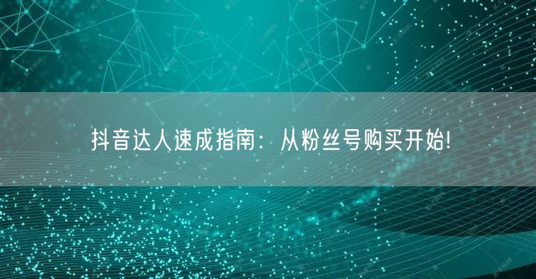 抖音达人速成指南：从粉丝号购买开始!