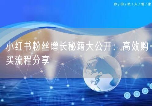 小红书粉丝增长秘籍大公开：高效购买流程分享