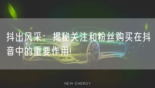 抖出风采：揭秘关注和粉丝购买在抖音中的重要作用!