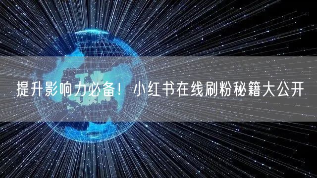 提升影响力必备！小红书在线刷粉秘籍大公开