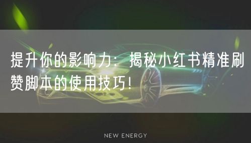 提升你的影响力：揭秘小红书精准刷赞脚本的使用技巧！