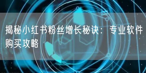 揭秘小红书粉丝增长秘诀：专业软件购买攻略