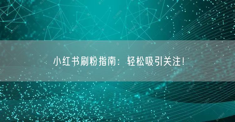 小红书刷粉指南：轻松吸引关注！