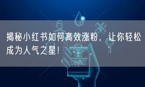 揭秘小红书如何高效涨粉，让你轻松成为人气之星！