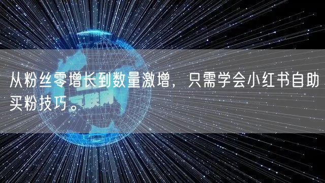 从粉丝零增长到数量激增，只需学会小红书自助买粉技巧。