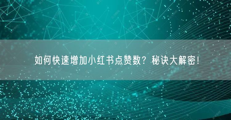 如何快速增加小红书点赞数？秘诀大解密！