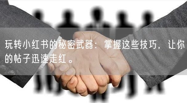 玩转小红书的秘密武器：掌握这些技巧，让你的帖子迅速走红。